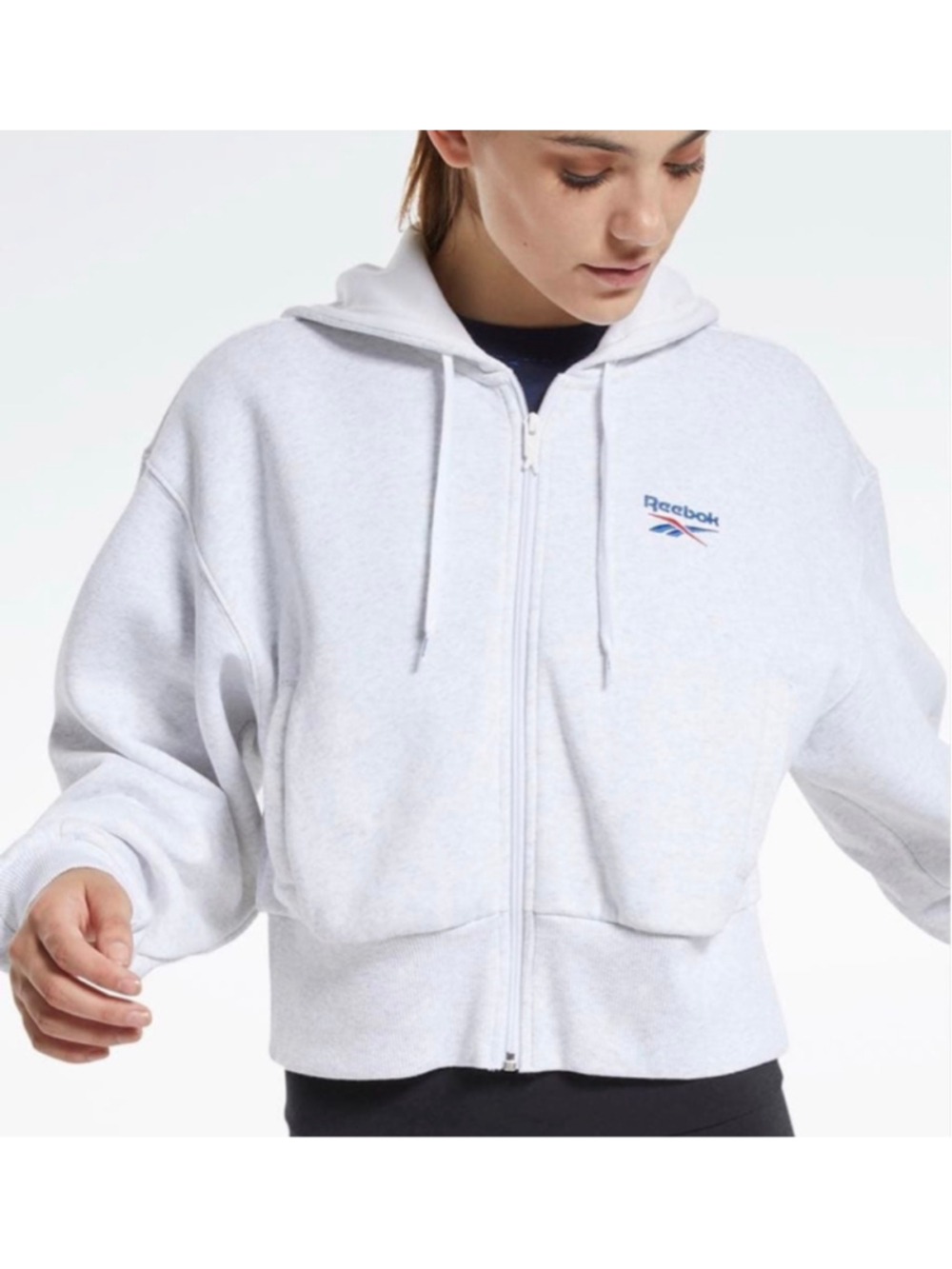 Reebok Classic Cropped Full Zip Hoodie Sz Small! - Picture 1 of 9